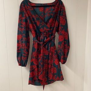 Floral faux wrap dress